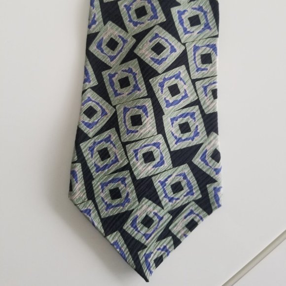 FRANK STELLA Geometric Design Italian Silk Tie - Picture 1 of 9